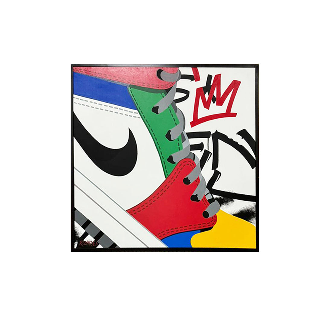 Multicoloured Sneakers Handmade Canvas Painting