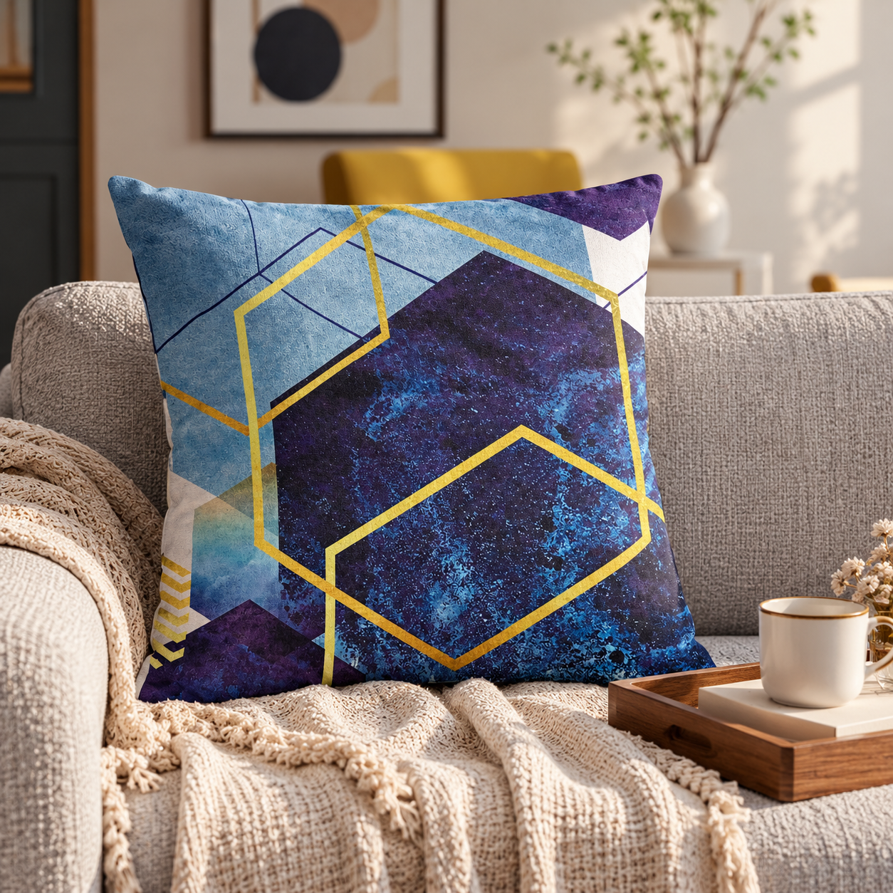 SuperSoft Blue Gold Abstract Geometric