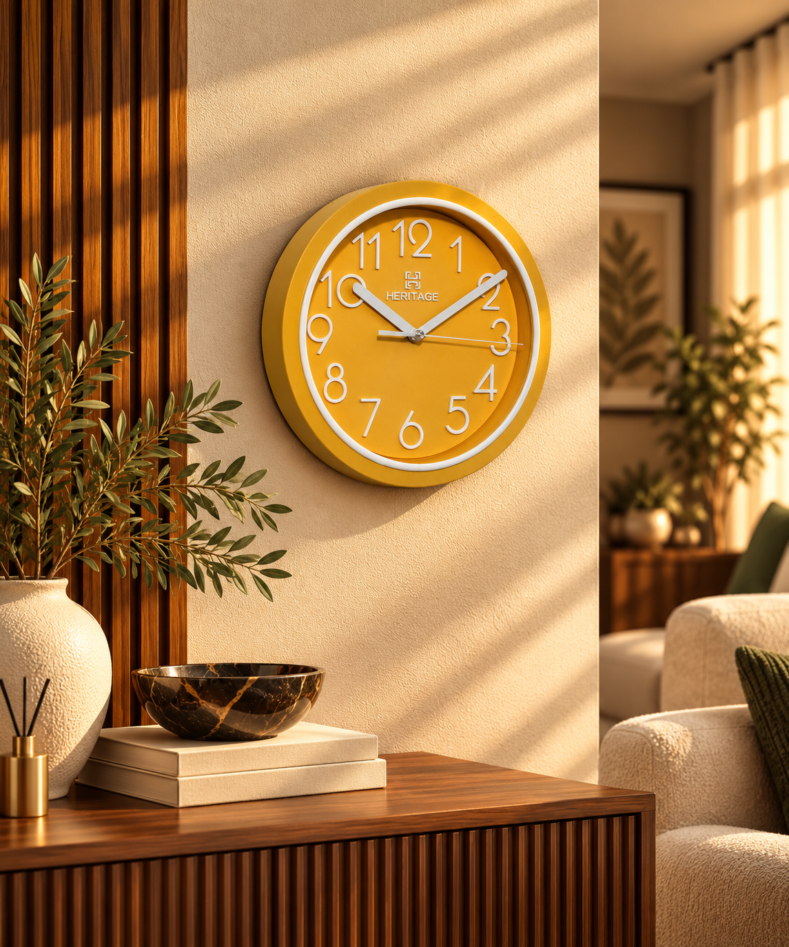 Mustard Yellow Wall Clock 9.7 Inches