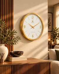 Golden Minimalist Heritage Wall Clock  14.5 Inches