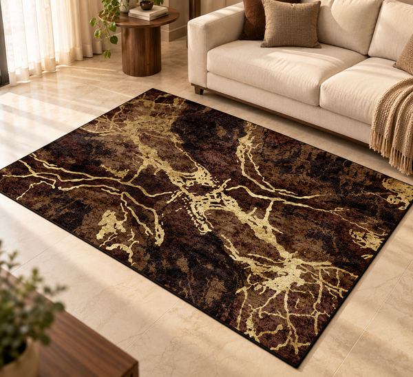 Brown Gold Marble Centerpiece (Rug)