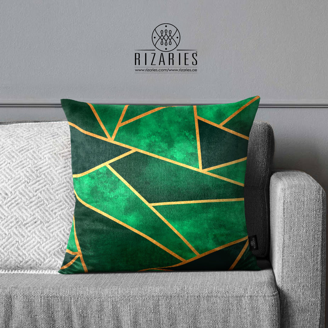 SuperSoft Green Gold Triangle Throw Pillow