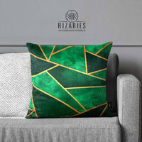 Thumbnail for SuperSoft Green Gold Triangle Throw Pillow