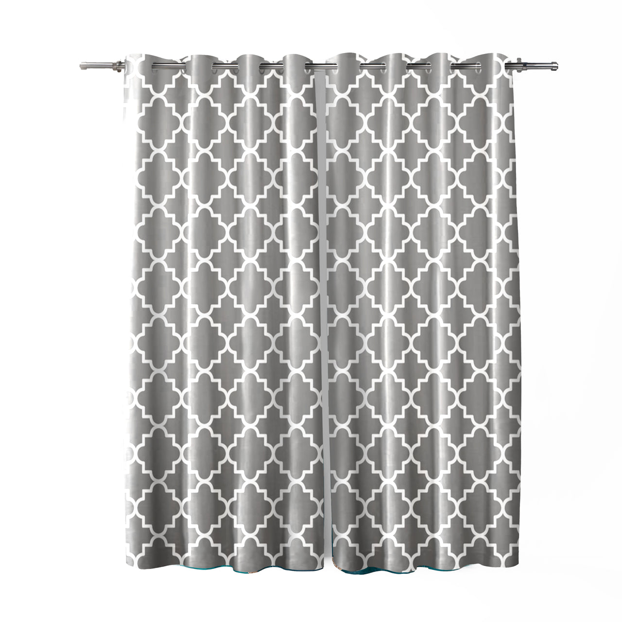 Grey & White Quatrefoil Curtains