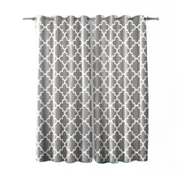 Thumbnail for Grey & White Quatrefoil Curtains