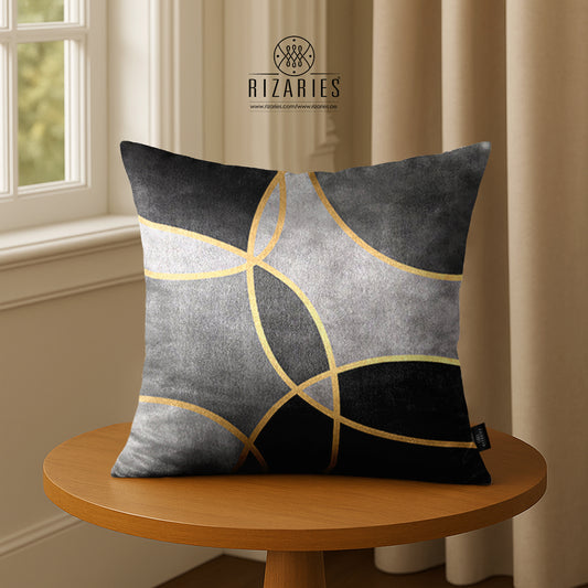 SuperSoft Grey Gold Round Throw Pillow