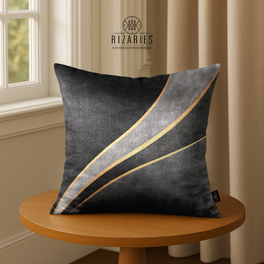 SuperSoft Grey Gold Waves Throw Pillow