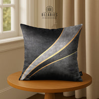 Thumbnail for SuperSoft Grey Gold Waves Throw Pillow