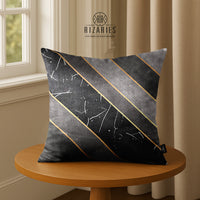 Thumbnail for SuperSoft Grey Gold Lines Throw Pillow