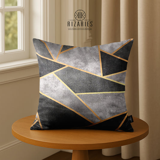 SuperSoft Grey Gold Triangle Throw Pillow