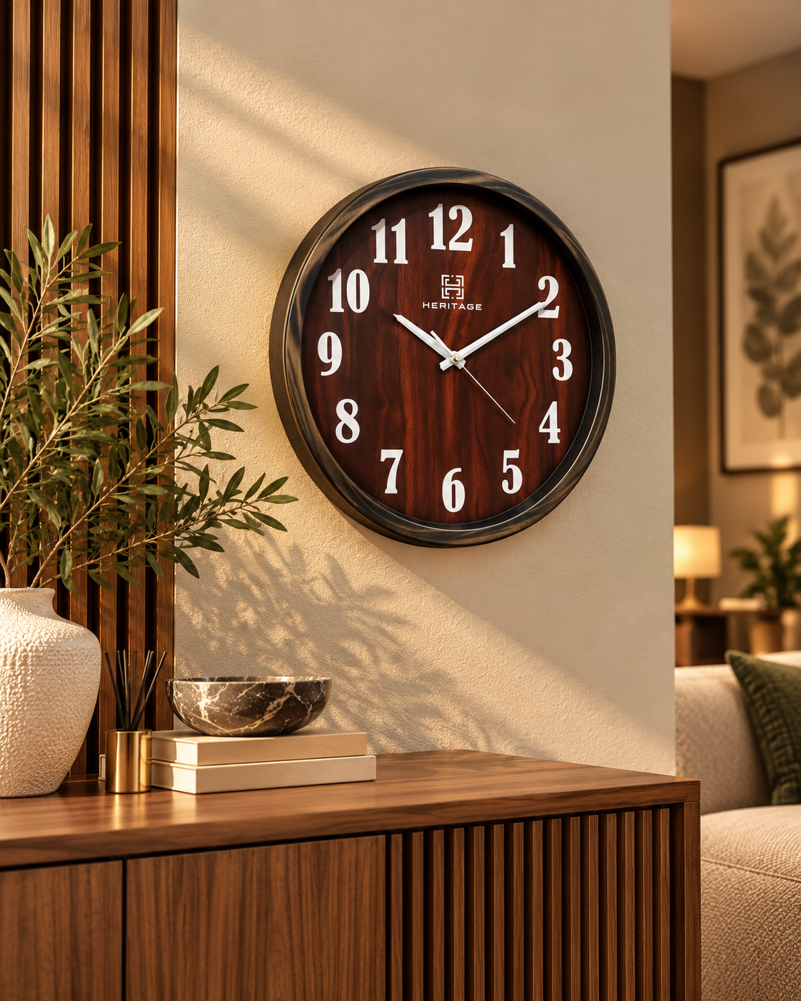 Dark Wood Wall Clock 14 inches