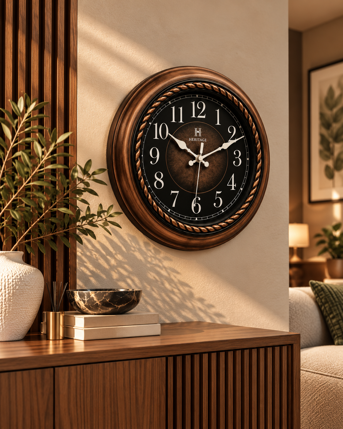 Vintage Rope-Detail Wall Clock 14.2 inches