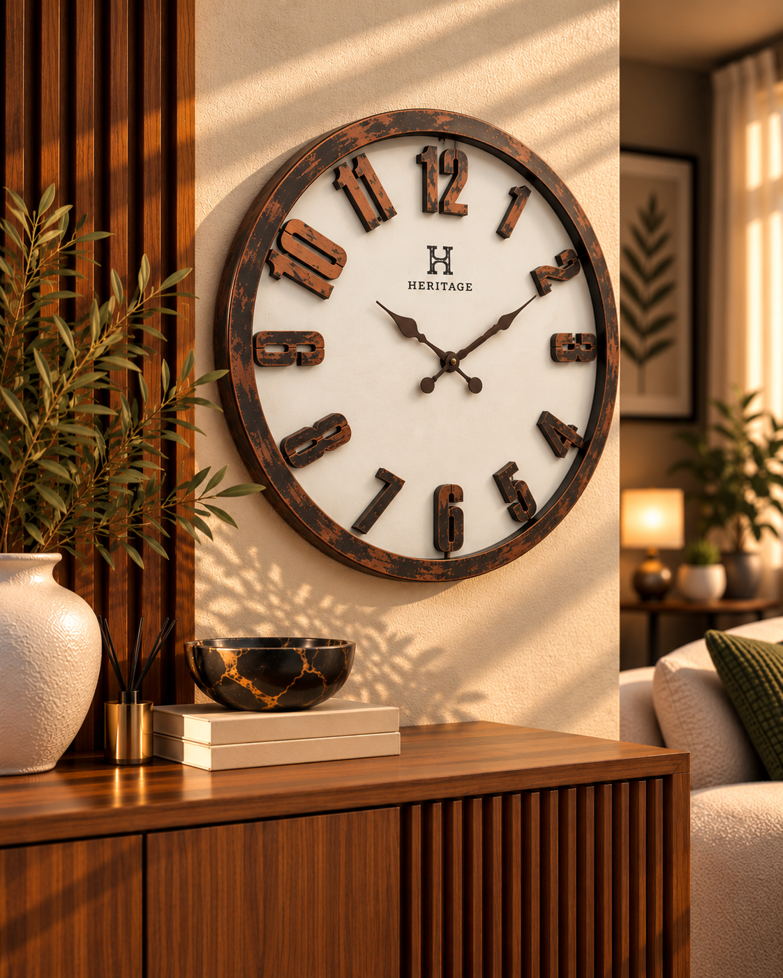 Elegant 3D Numbers Design 20 Inches Wall Clock