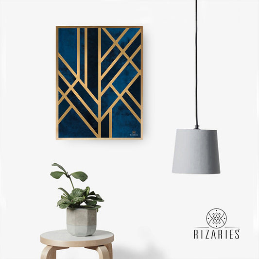 Blue Art Deco Canvas Painting