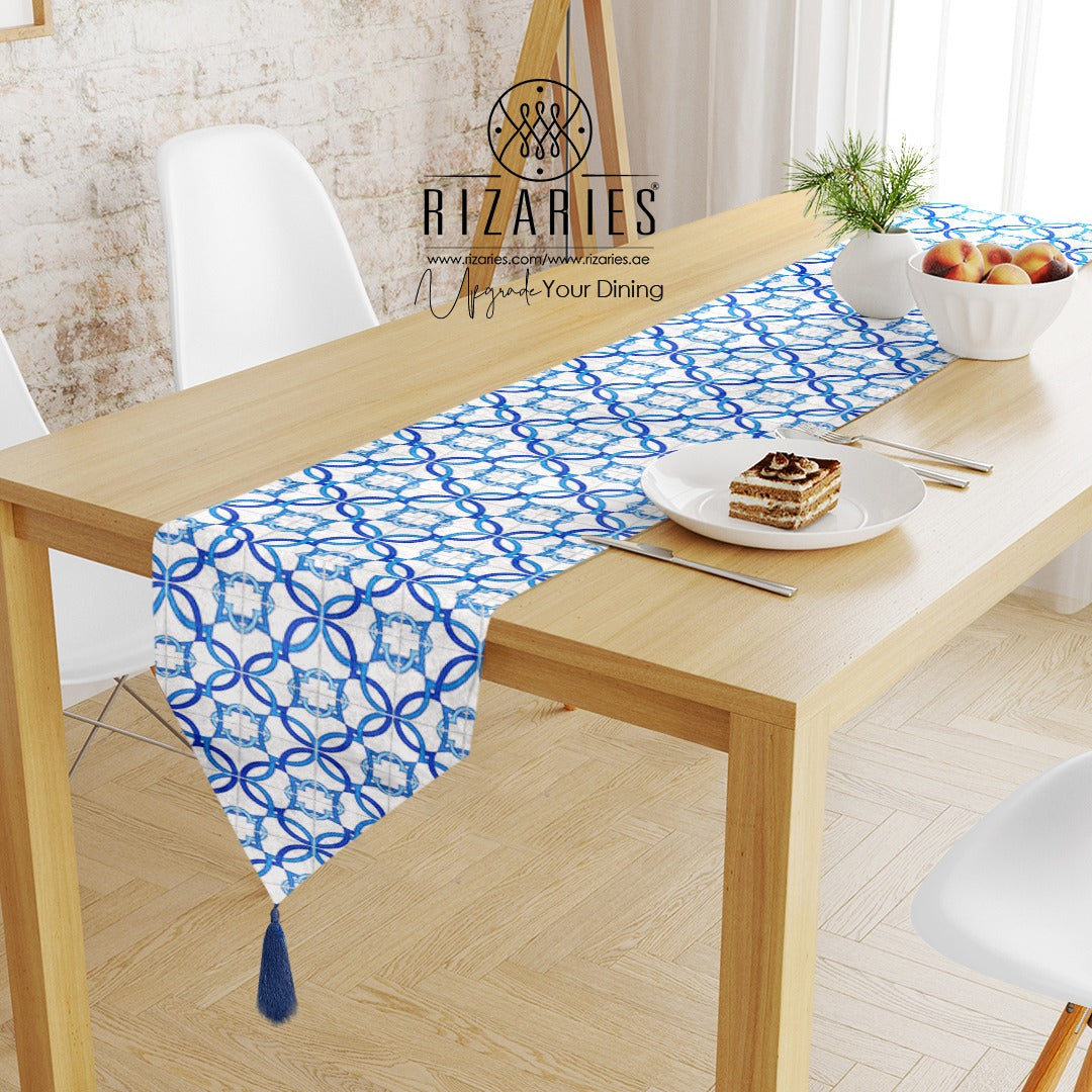 Navy Tile Table Runner