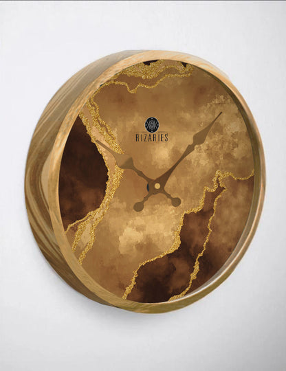 Copper Gold Abstract Wall Clock