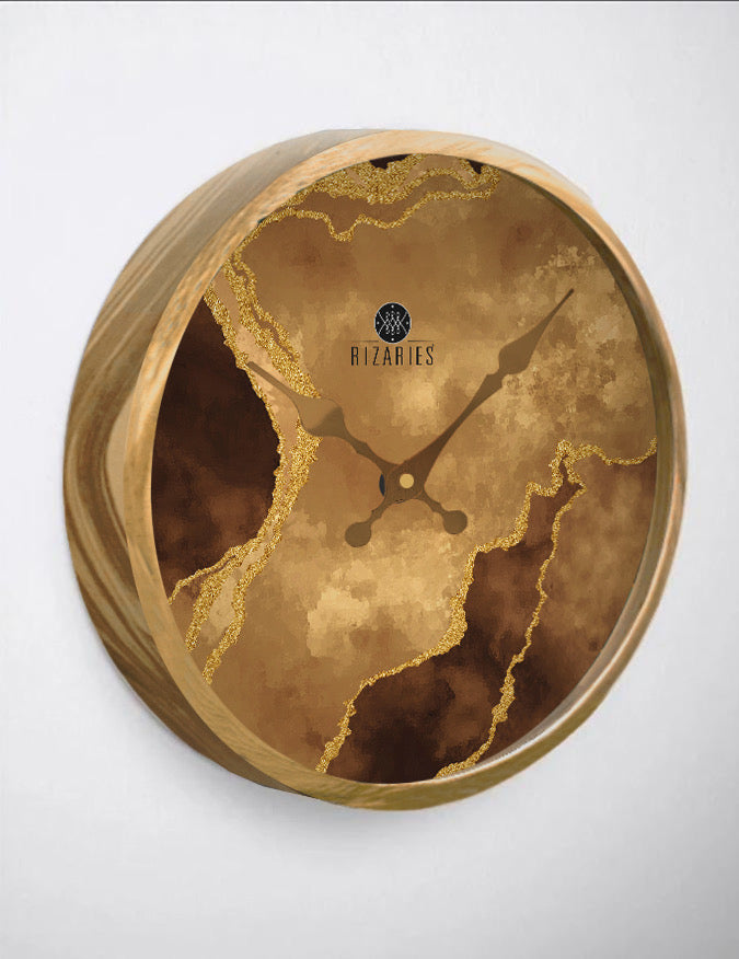 Copper Gold Abstract Wall Clock – Rizaries