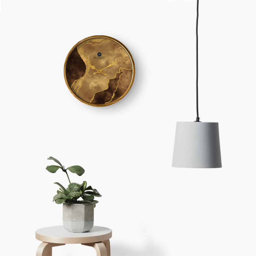 Copper Gold Abstract Wall Clock