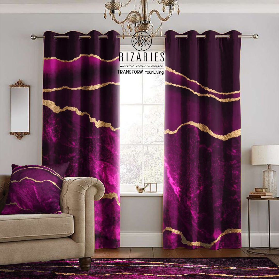 Purple & Gold Abstract Curtains