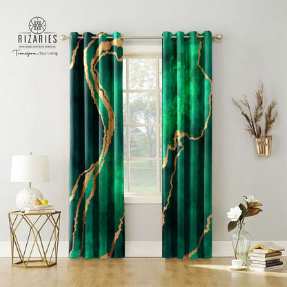 Green Abstract Curtains