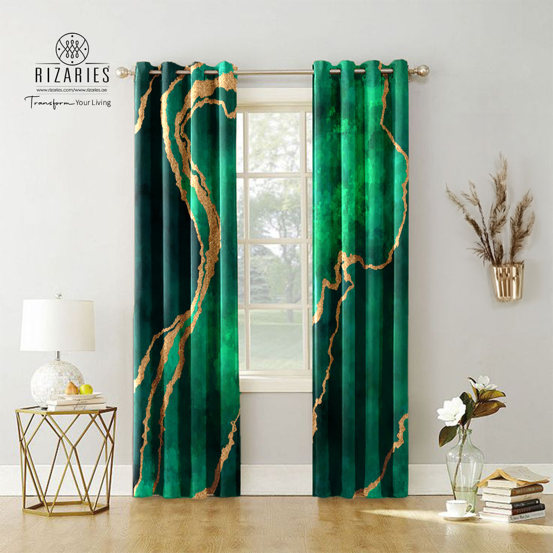 Green Abstract Curtains