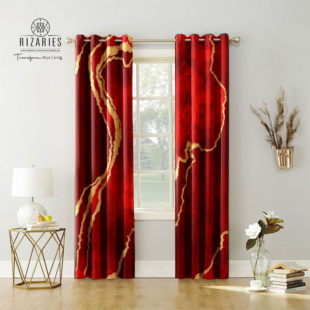 Maroon Abstract Curtains