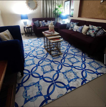 Navy Tile Pattern Centerpiece (Rug)