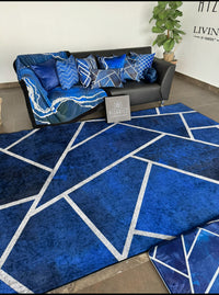 Thumbnail for Navy Blue Silver Lines Centerpiece (Rug)