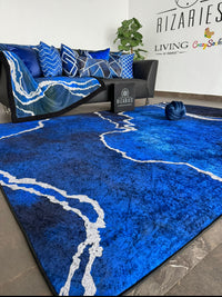 Thumbnail for Navy Silver Abstract Centerpiece (Rug)