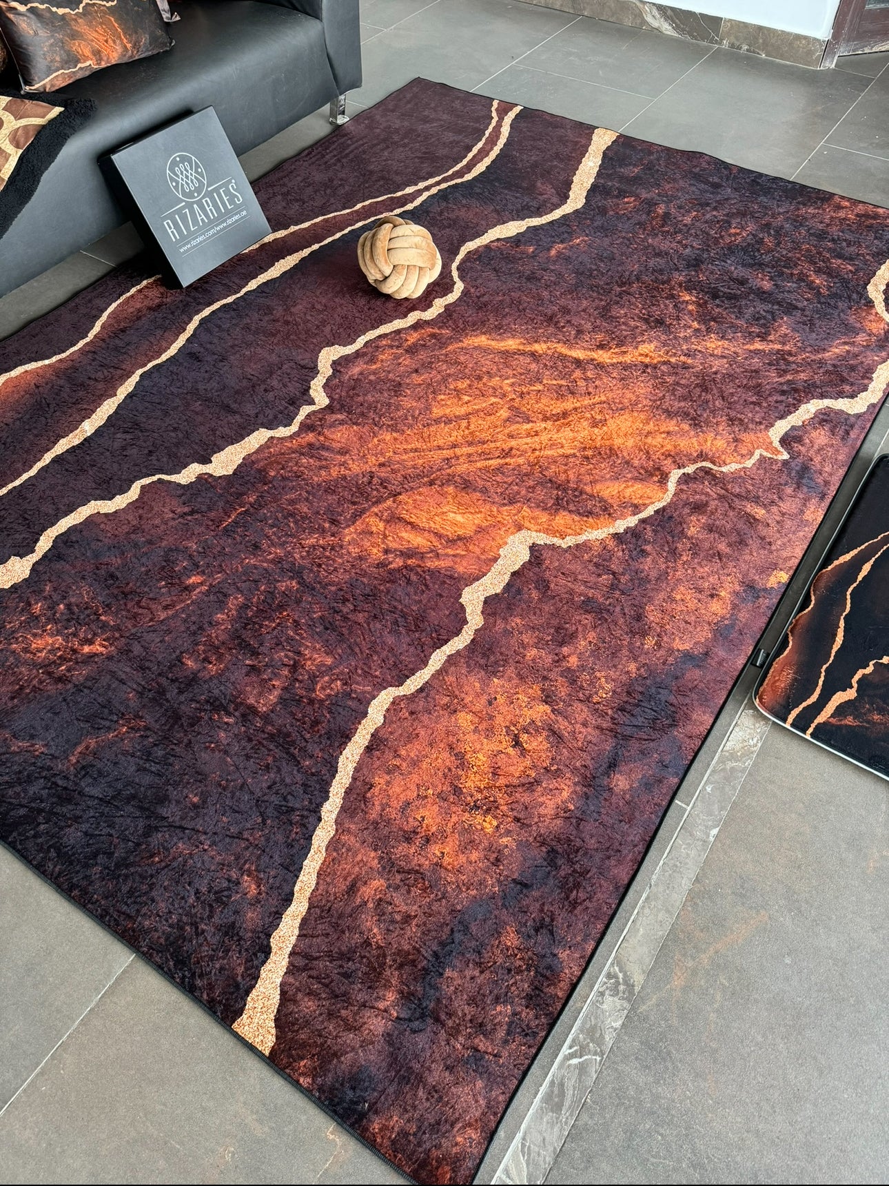 Brown Lava Abstract Centerpiece (Rug)