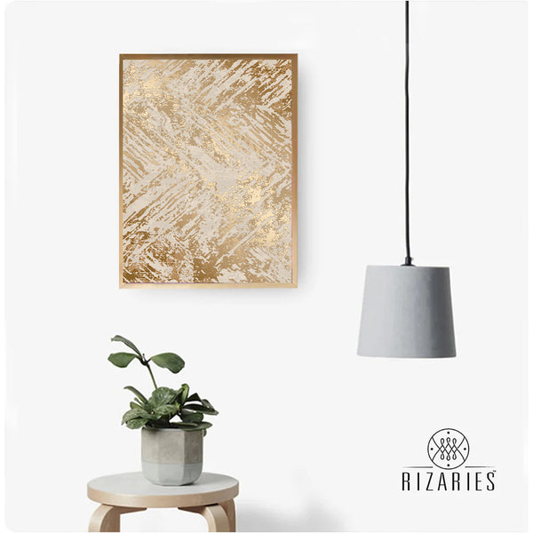 Beige Gold Abstract Canvas Painting