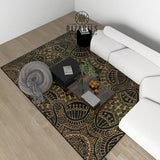 Gold Geometric with Black Centerpiece (Rug) (CLEARANCE SALE)