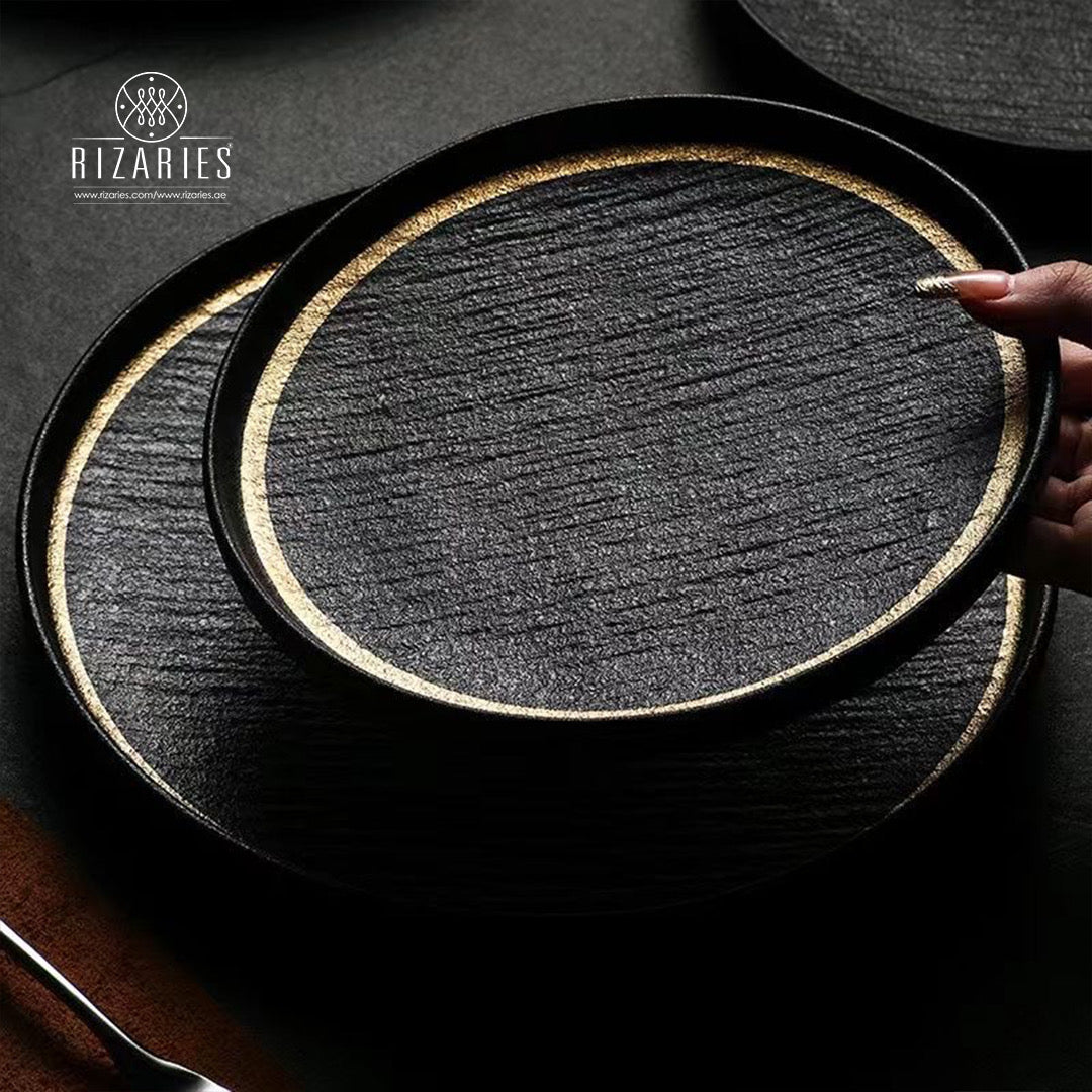 Black Gold Pattern Porcelain Plates