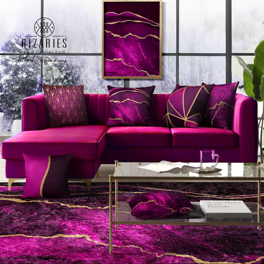 Purple & Gold Abstract Centerpiece (Rug) (CLEARANCE SALE)