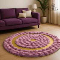 Thumbnail for SuperSoft Box Style Fur with Gold Round Rug