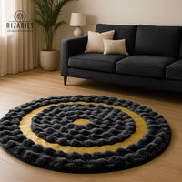 Thumbnail for SuperSoft Box Style Fur with Gold Round Rug