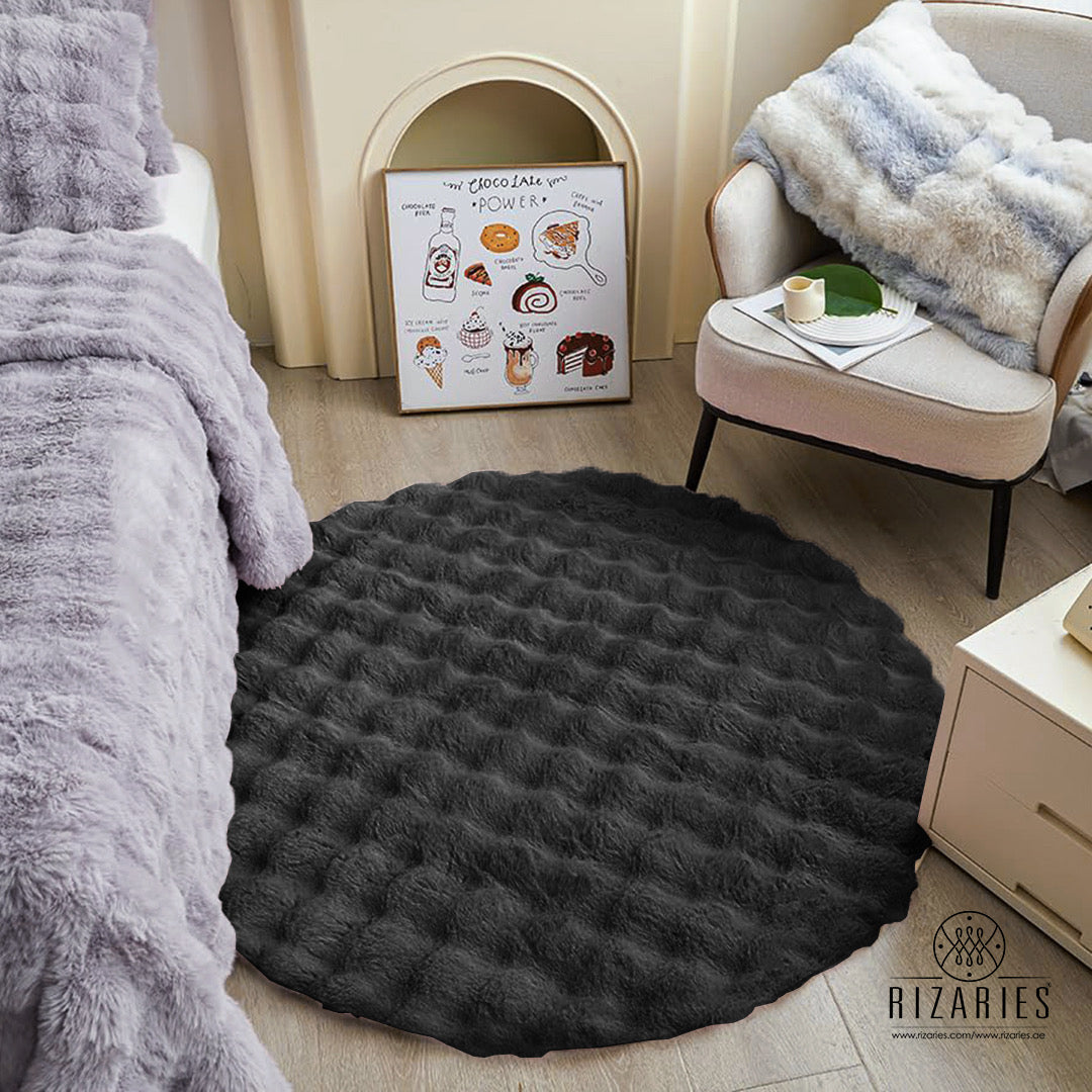SuperSoft Box Style Fur Round Rug