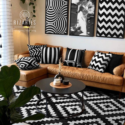 Black and White Geometric Centerpiece (Rug)