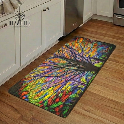 Stained Glass Tree Kitchen Mat
