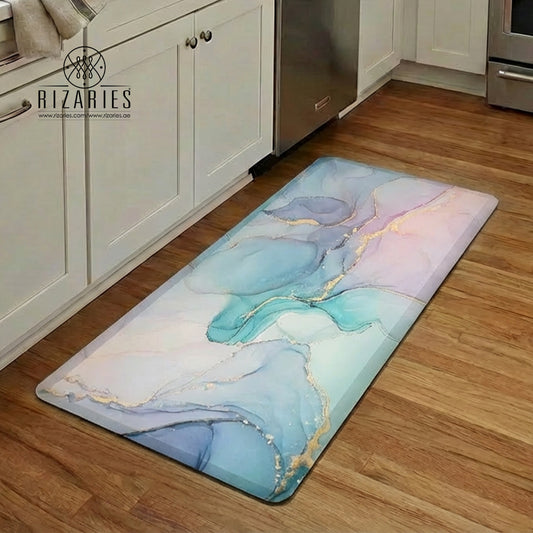 Watercolor Marble Kitchen Mat