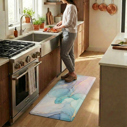 Watercolor Marble Kitchen Mat