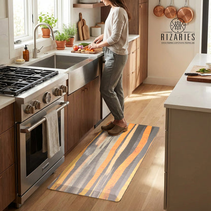 Yellow Abstract Printed Kitchen Mat