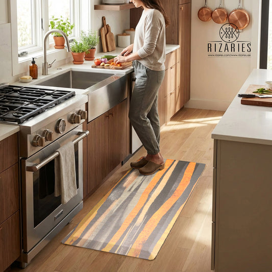 Yellow Abstract Printed Kitchen Mat