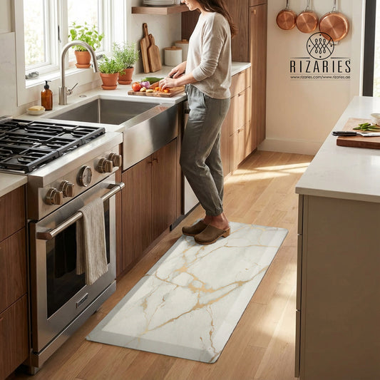 White Marble Kitchen Mat