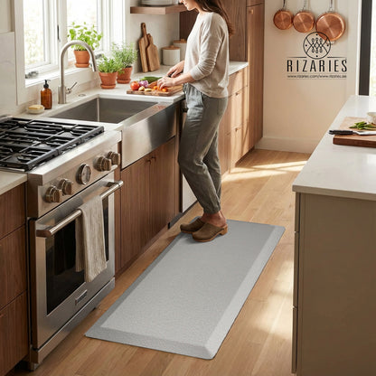 Grey Textured Embossed Kitchen Mat