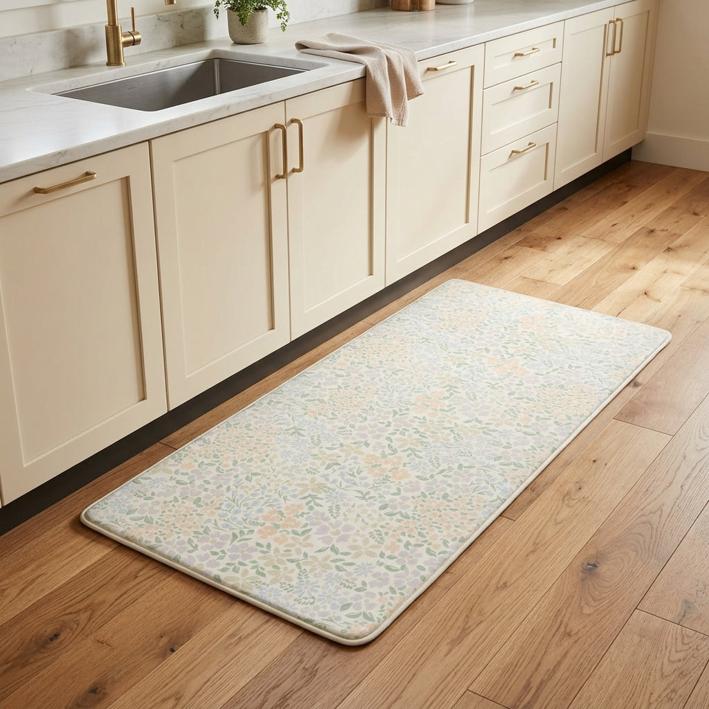 Pastel Floral Kitchen Mat