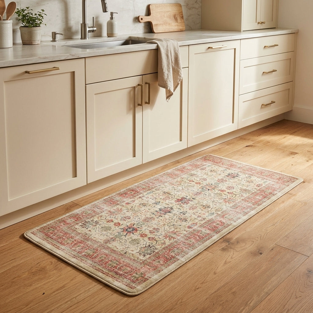 Vintage Persian Floral Kitchen Mat