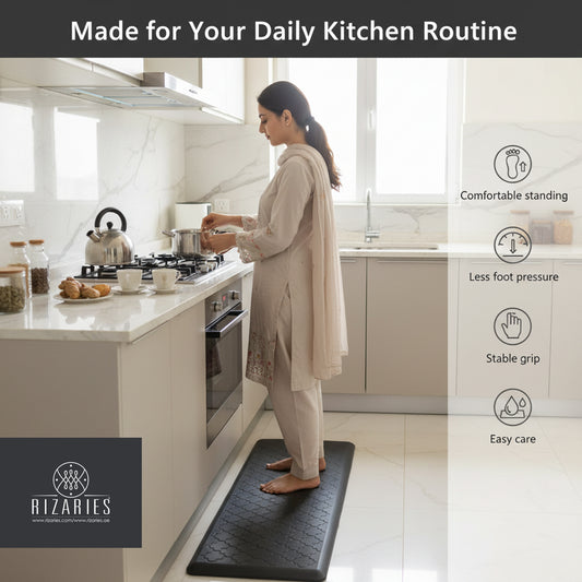 Black Border Embossed Kitchen Mat