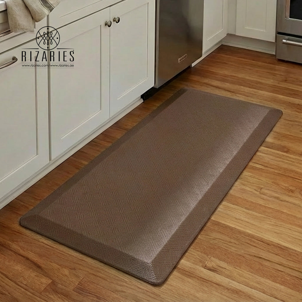 Classic Brown Embossed Kitchen Mat
