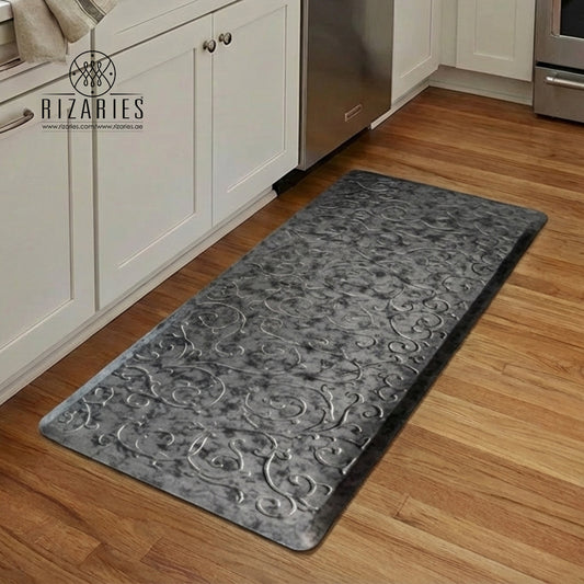 Grey Royale Embossed Kitchen Mat